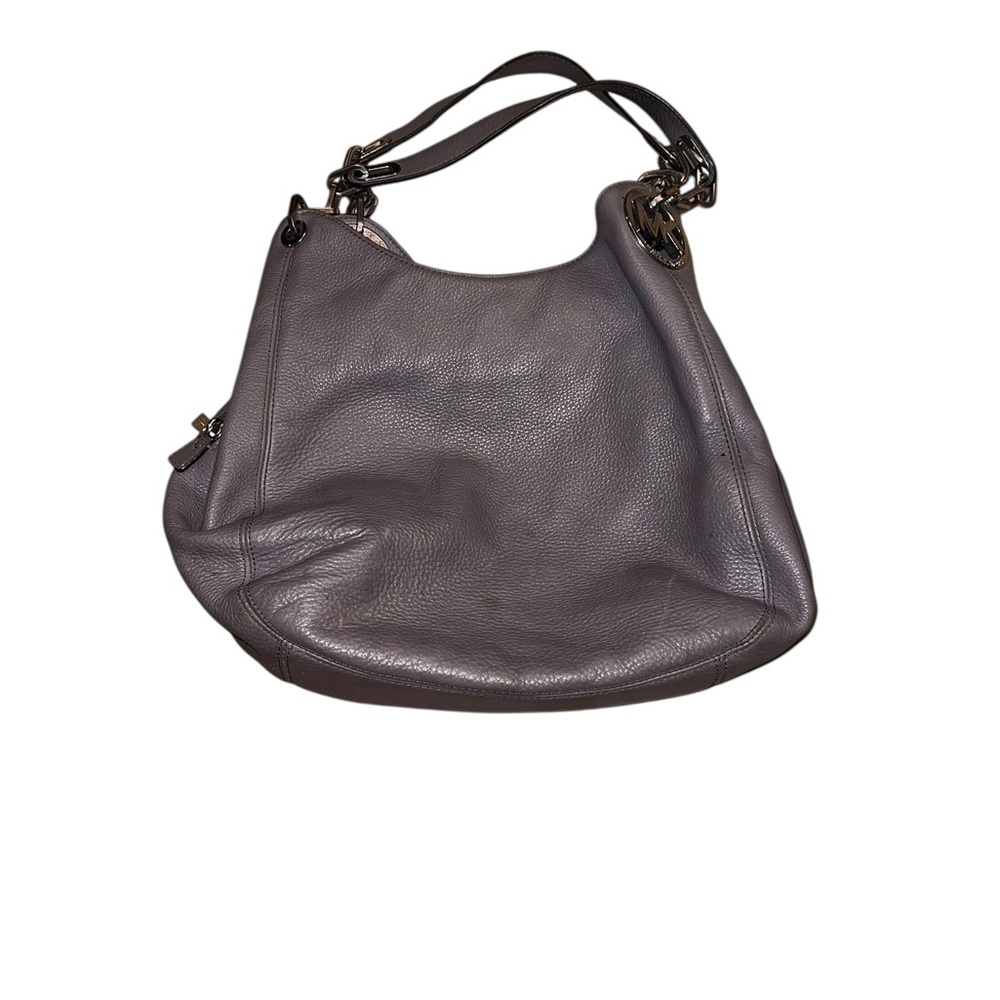 MK Michael Kors Elegant Gray Leather Shoulder Bag